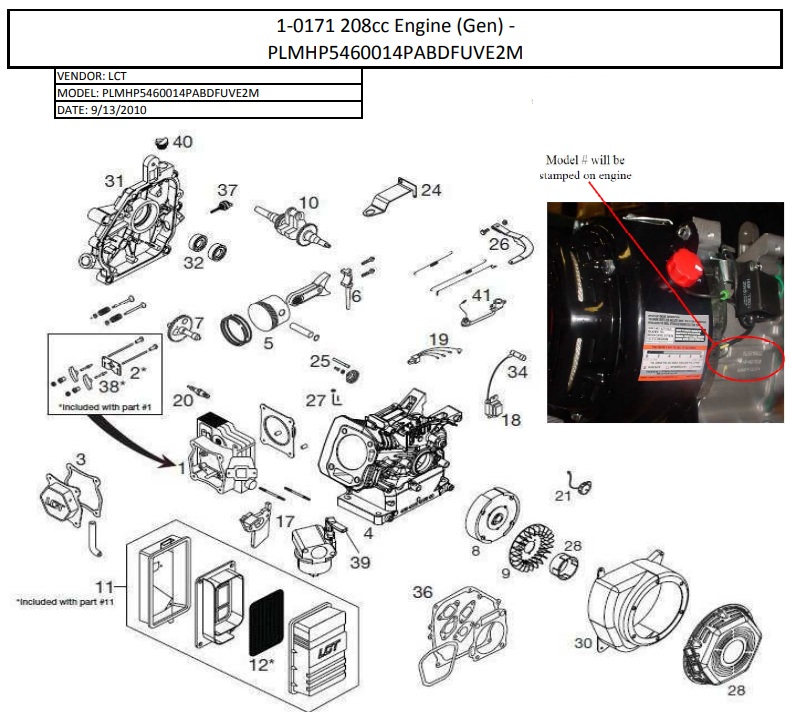 MITM LCT 1-0171 engine repair parts